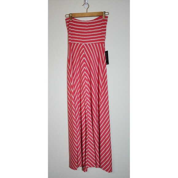 NWT $98 The Limited Womens Strapless Maxi Dress Size S Pink Gray Stripes Jersey - Picture 2 of 10